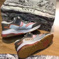 Gucci Unisex Ultrapace Sneaker with Embroidered Gucci and Interlocking G in Metallic Leather-Grey (1)