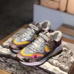 Gucci Unisex Ultrapace Sneaker with Embroidered Gucci and Interlocking G in Metallic Leather-Pink - immagine 4