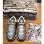 Gucci Unisex Ultrapace Sneaker with Embroidered Gucci and Interlocking G in Metallic Leather-Silver – Bild 5