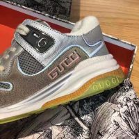Gucci Unisex Ultrapace Sneaker with Embroidered Gucci and Interlocking G in Metallic Leather-Silver (1)