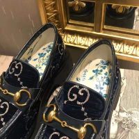 Gucci Women GG Velvet Lug Sole Loafer in GG Velvet 2.5 cm Heel-Navy (1)