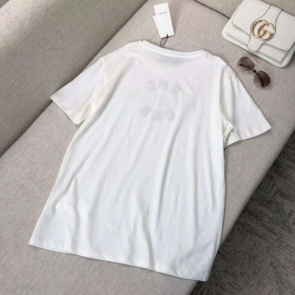 Gucci Women Gucci Band Oversize Print T-Shirt in White Cotton Jersey (5)