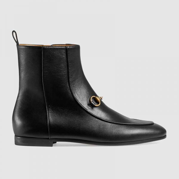 Gucci Women Gucci Jordaan Leather Ankle Boot in Black Leather 1.3 cm Heel (1)