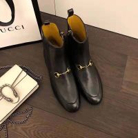 Gucci Women Gucci Jordaan Leather Ankle Boot in Black Leather 1.3 cm Heel (1)