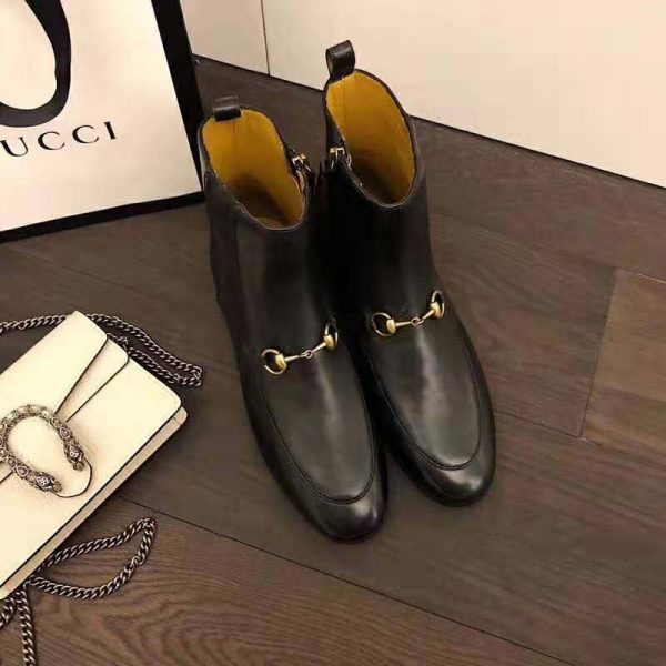 Gucci Women Gucci Jordaan Leather Ankle Boot in Black Leather 1.3 cm Heel (2)