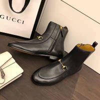 Gucci Women Gucci Jordaan Leather Ankle Boot in Black Leather 1.3 cm Heel (1)