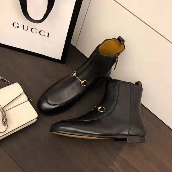 Gucci Women Gucci Jordaan Leather Ankle Boot in Black Leather 1.3 cm Heel (4)