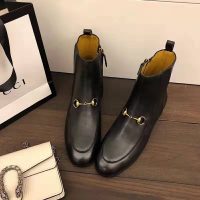 Gucci Women Gucci Jordaan Leather Ankle Boot in Black Leather 1.3 cm Heel (1)