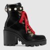Gucci Women Gucci Leather Ankle Boot in Black Shiny Leather 7.6 cm