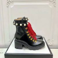 Gucci Women Gucci Leather Ankle Boot in Black Shiny Leather 7.6 cm (1)