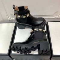 Gucci Women Gucci Leather Ankle Boot with Belt in Black Leather 6 cm Heel (1)