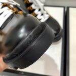 Gucci Women Gucci Leather Ankle Boot with Sylvie Web in Black Leather 2.5 cm Heel - Imagen 10