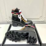 Gucci Women Gucci Leather Ankle Boot with Sylvie Web in Black Leather 2.5 cm Heel - Imagen 3