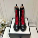 Gucci Women Gucci Leather Ankle Boot with Web in Black Shiny Leather 4.8 cm Heel - Image 3