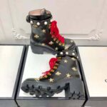 Gucci Women Gucci Leather Embroidered Ankle Boot in Black Leather 8.9 cm-Red - Image 4