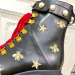 Gucci Women Gucci Leather Embroidered Ankle Boot in Black Leather 8.9 cm-Red - Image 12