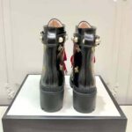 Gucci Women Gucci Leather Embroidered Ankle Boot in Black Leather 8.9 cm-Red - Image 6