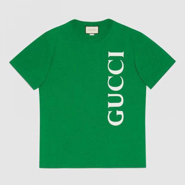 Gucci Women Gucci Print Oversize T-Shirt in Green Cotton Jersey (1)