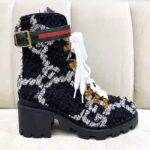 Gucci Women Gucci Zumi GG Tweed Ankle Boot in Black and White GG Tweed 10 cm Heel - Image 3