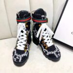 Gucci Women Gucci Zumi GG Tweed Ankle Boot in Black and White GG Tweed 10 cm Heel - Image 5