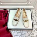 Gucci Women Gucci Zumi Leather Mid-Heel Loafer with Interlocking G Horsebit in 5.6 cm Height-White - Image 4