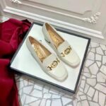 Gucci Women Gucci Zumi Leather Mid-Heel Loafer with Interlocking G Horsebit in 5.6 cm Height-White - Image 6