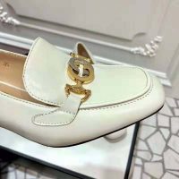 Gucci Women Gucci Zumi Leather Mid-Heel Loafer with Interlocking G Horsebit in 5.6 cm Height-White (1)