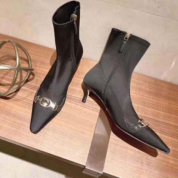 Gucci Women Gucci Zumi Mid-Heel Ankle Boot 7.7 cm Heel-Black (3)