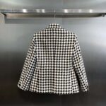 Gucci Women Houndstooth Fitted Jacket in Wool and Cotton-Black - Imagen 3