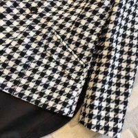 Gucci Women Houndstooth Fitted Jacket in Wool and Cotton-Black (1)