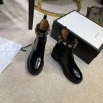 Gucci Women Leather Ankle Boot with Belt 6 cm Heel in Black Shiny Leather - Image 5