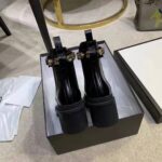 Gucci Women Leather Ankle Boot with Belt 6 cm Heel in Black Shiny Leather - Image 6