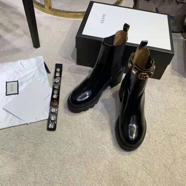 gucci quilted leather ankle boot with belt