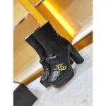 Gucci Women Leather Ankle Boot with Fringe Double G Hardware-Black - Image 4