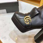 Gucci Women Leather Ankle Boot with Fringe Double G Hardware-Black - Image 8