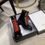 Gucci Women Leather Ankle Boot with Red Laces in Black Shiny Leather - Image 6