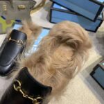 Gucci Women Princetown Leather Slipper with Lamb Wool-Black - Imagen 10