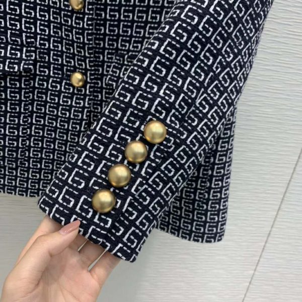 Gucci Women Square G Wool Jacket in Boxy Fit-Navy (3)