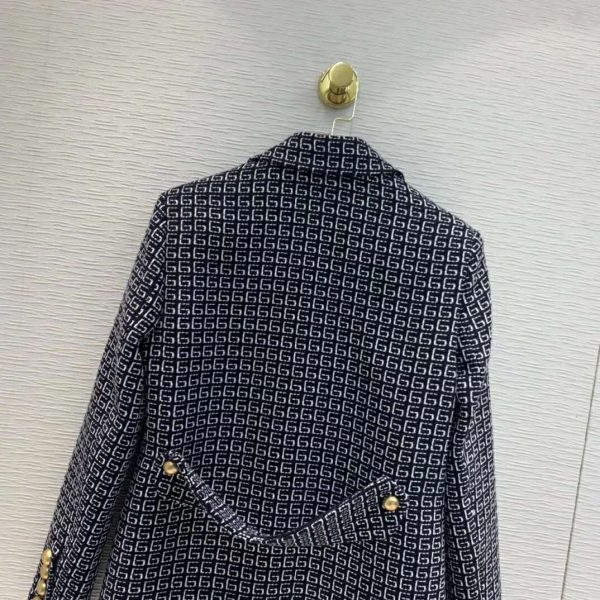 Gucci Women Square G Wool Jacket in Boxy Fit-Navy (6)