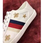 Gucci Women's Ace Embroidered Sneaker in White Leather with Bees and Stars – Image 11