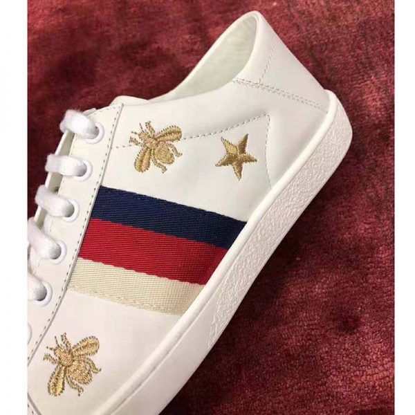 Gucci Women’s Ace Embroidered Sneaker in White Leather with Bees and Stars (11)