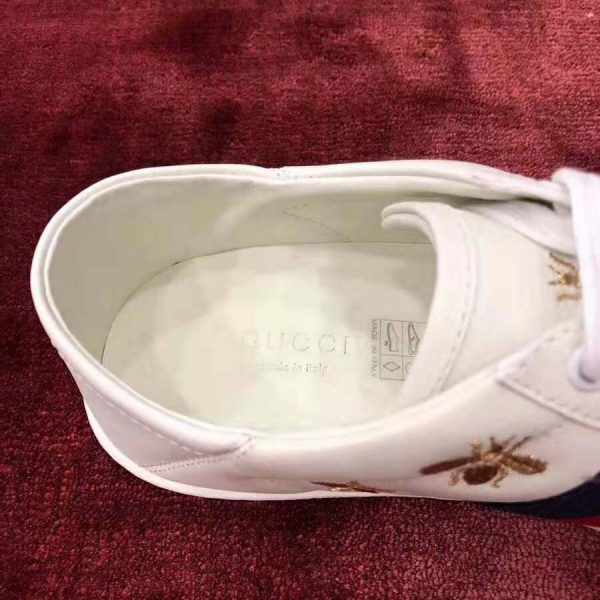 Gucci Women’s Ace Embroidered Sneaker in White Leather with Bees and Stars (13)