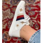 Gucci Women's Ace Embroidered Sneaker in White Leather with Bees and Stars – Image 8