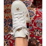Gucci Women's Ace Embroidered Sneaker in White Leather with Bees and Stars – Image 9