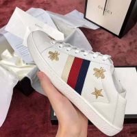 Gucci Women’s Ace Embroidered Sneaker in White Leather with Bees and Stars (1)