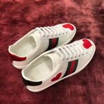 Gucci Women's Ace Embroidered Sneaker with Two Leather Hearts in Rubber Sole-White - Image 2
