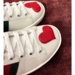 Gucci Women's Ace Embroidered Sneaker with Two Leather Hearts in Rubber Sole-White - Image 11