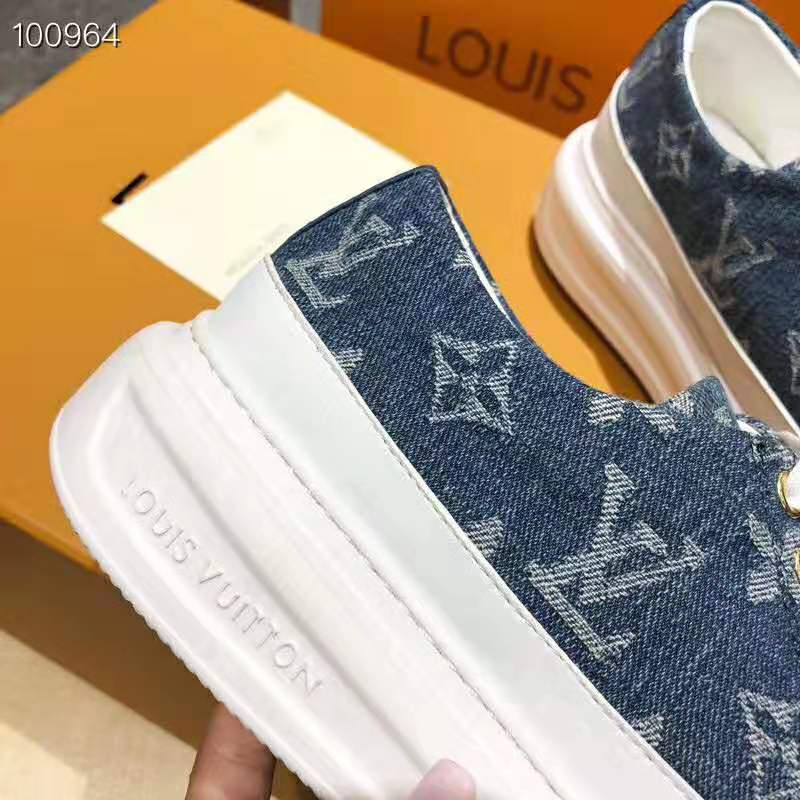LOUIS VUITTON Denim Monogram Stellar Sneaker Boots 38.5 Bleu Jeans
