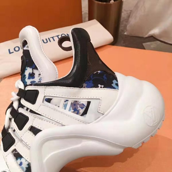 Louis Vuitton LV Unisex LV Archlight Sneaker in Flower-Print Calf Leather-Blue (3)