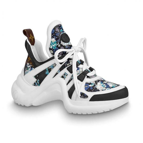 Louis Vuitton LV Unisex LV Archlight Sneaker in Flower-Print Calf Leather-Blue